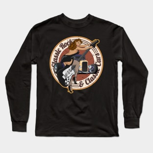 Vintage Classic Rock and Classic Cars Rockabilly Illustration Long Sleeve T-Shirt